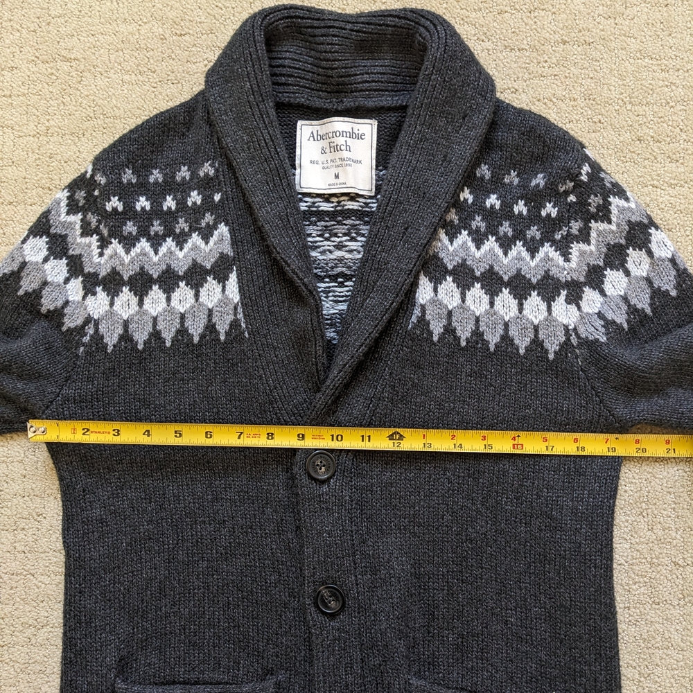 Abercrombie Fitch Men Fair Isle Cardigan Sweater Shawl Collar M Noridc Ski Apres - Picture 5 of 6